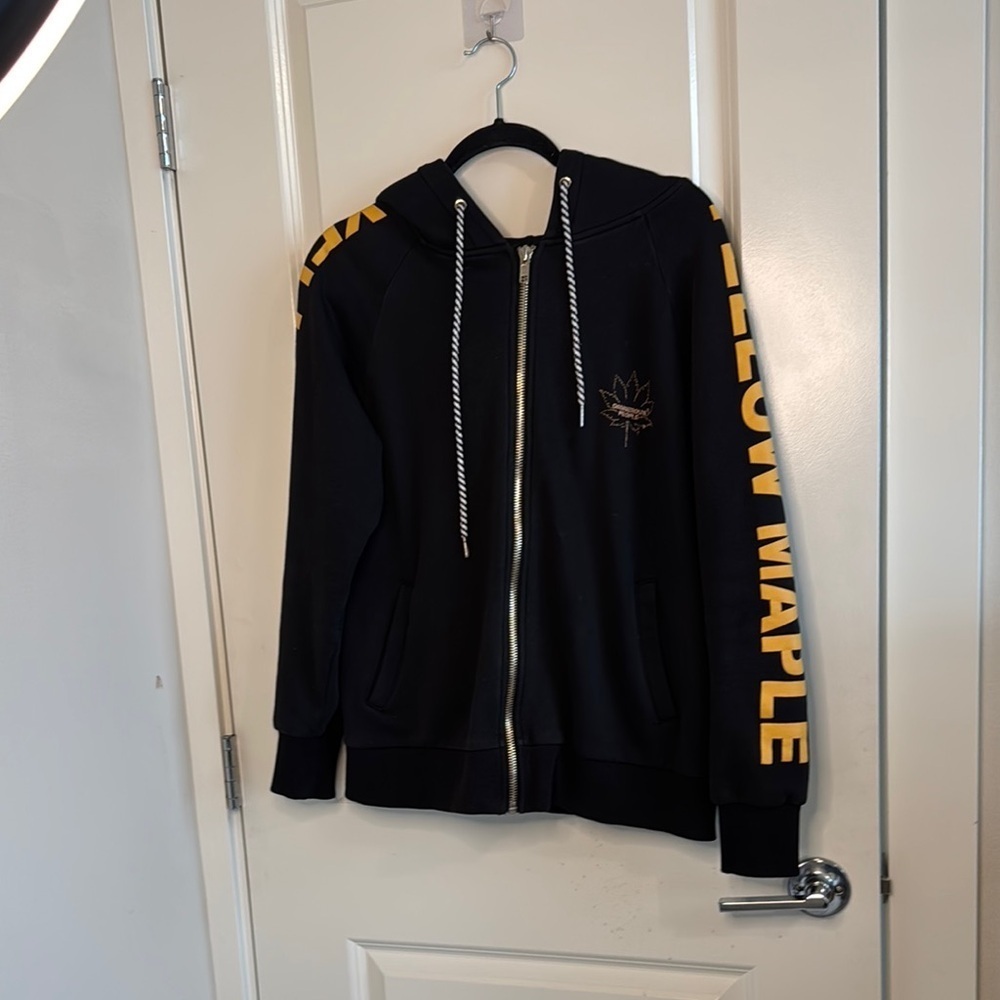 Yellow Maple Black Zip-Up Hoodie